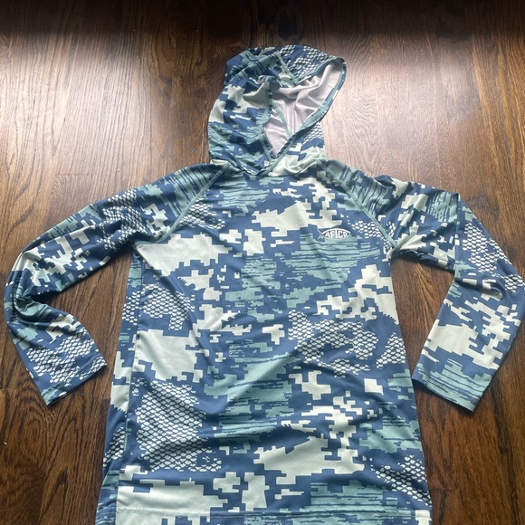 AFTCO Other - AFTCO Blue and Gray Digital Camo Hoodie